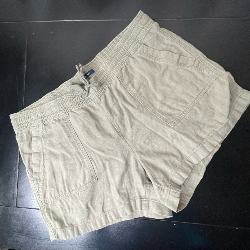 Nautica Womens XL Shorts Casual Linen Blend Pull On High Rise